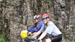 Gavin and Olly start the climb up the Storelva Valley, a staggering 49.0 miles into the ride